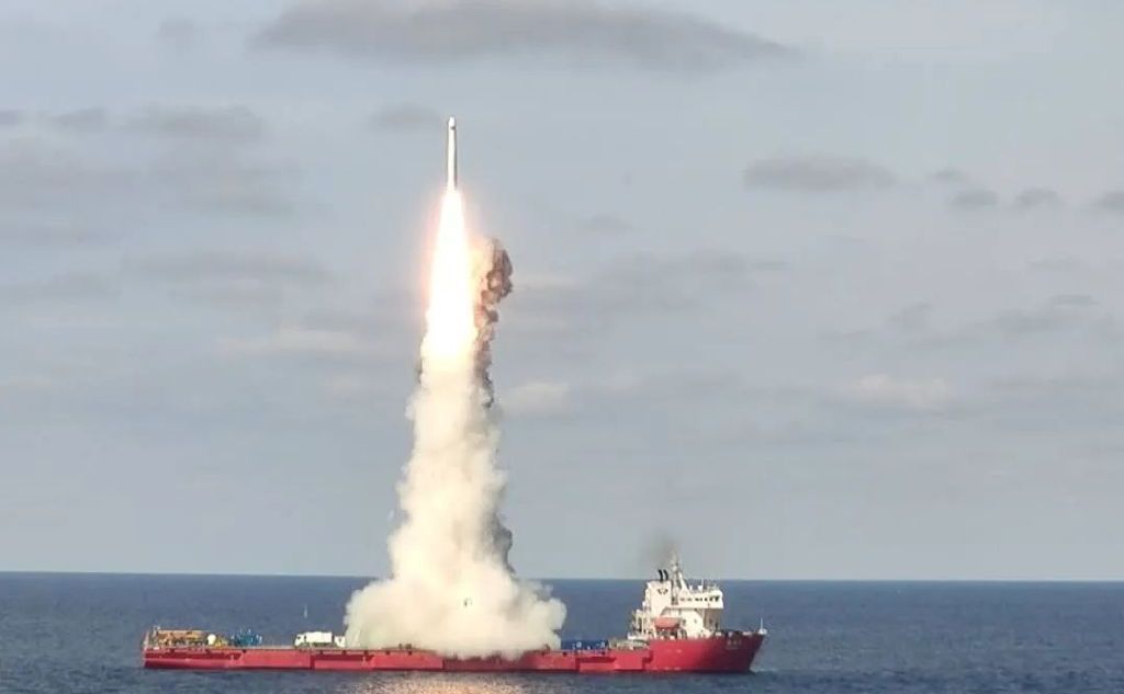 中國長征11號首次海上商業發射，送9顆衛星上太空。 (圖:中國航天)
