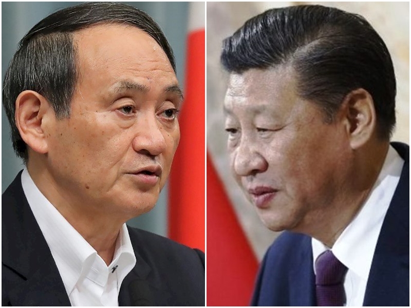 日本首相菅義偉在25日晚間與中國國家主席習近平舉行首次電話會談。(AFP/合成圖)