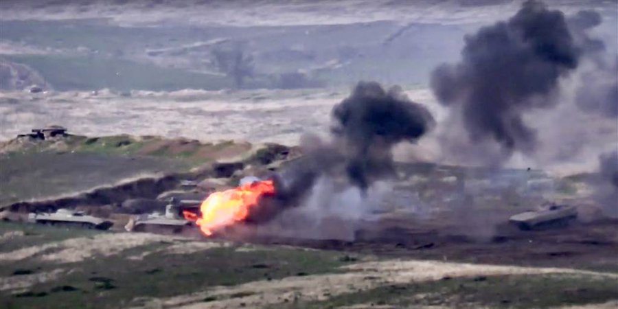 亞塞拜然境內的納哥諾卡拉巴克地區(Nagorny Karabakh)，爆發點燃4年來最嚴重的戰火。(圖/推特)