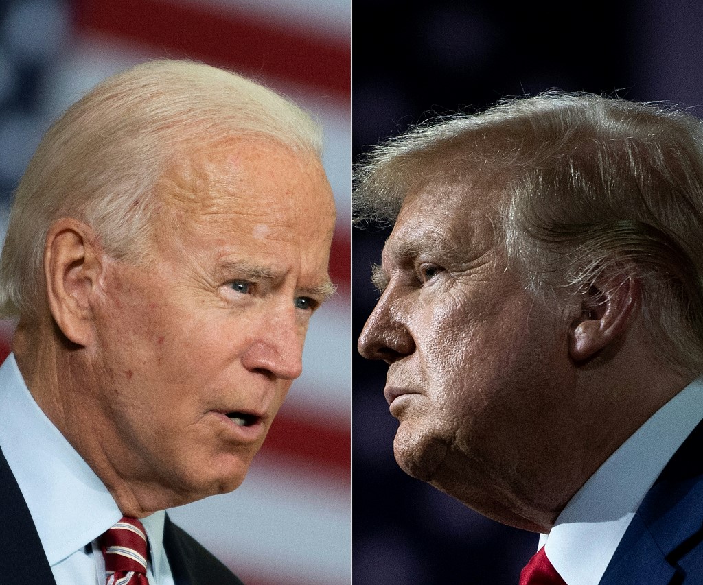 2020年美國總統大選，尋求連任的共和黨籍總統川普(右)和民主黨總統候選人拜登競爭激烈。 (資料照片/AFP)