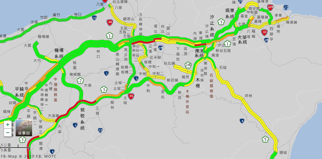9日是雙十連假首日，和中秋連假返鄉車潮不同，高速公路局分析，看來大部分是出遊的車潮，比較壅塞的路段，集中在某些區域，時速大約只有40公里，至於國道五號清晨6點多至7點多有塞車的狀況，但之後已紓解，午前車流還算正常。(圖：高公局網站)