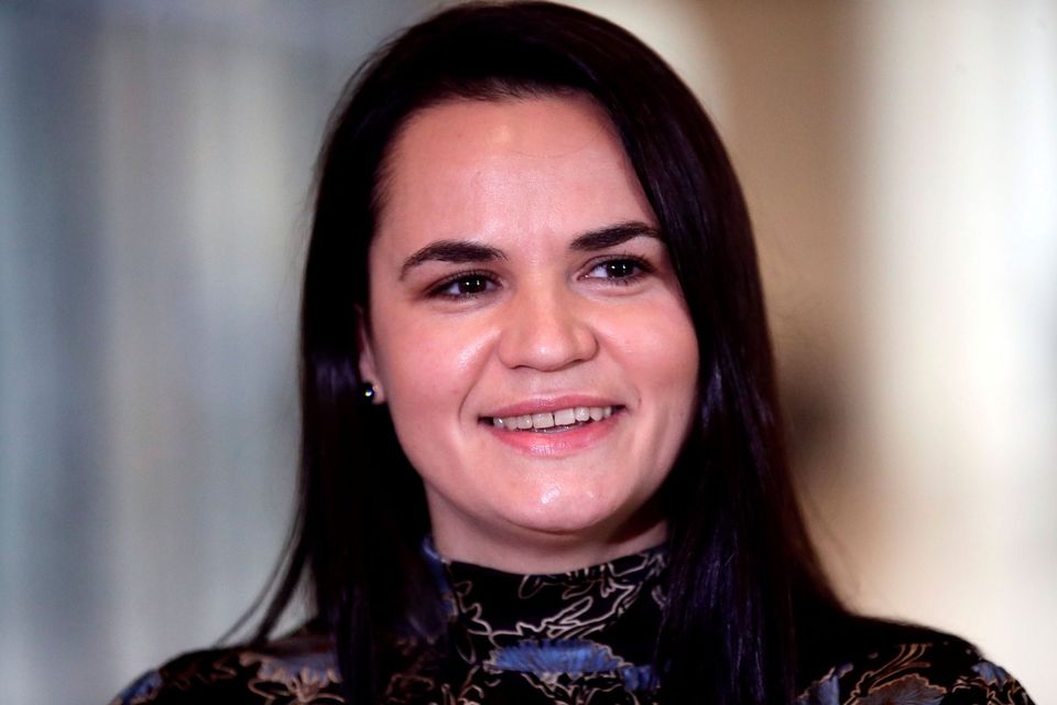 白俄羅斯反對派領袖季哈諾夫斯卡婭(Svetlana Tikhanovskaya)26日表示，支持者已展開一場全國大罷工。(路透社/達志影像)