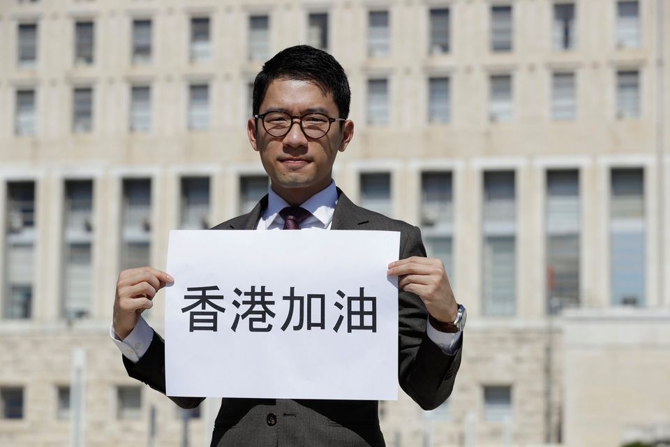 流亡英國的前香港眾志主席羅冠聰(Nathan Law)。 (美聯社/達志影像)