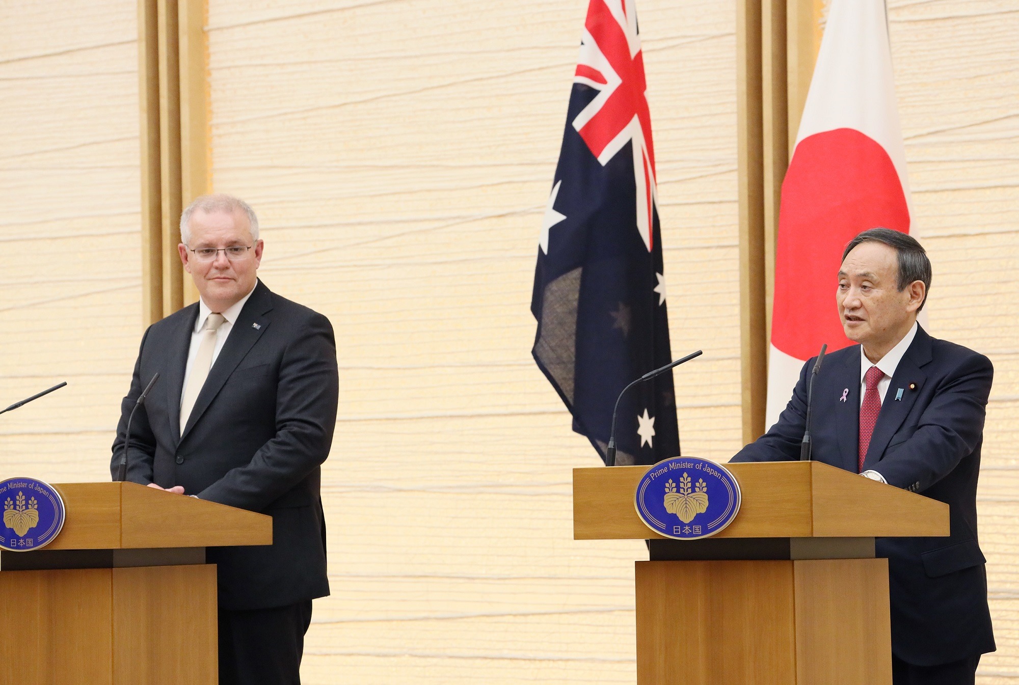 澳洲總理莫里森(Scott Morrison)17日於東京與日本首相菅義偉會面。 (圖:日本外務省)