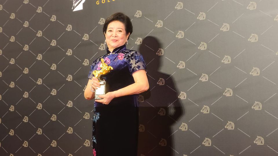 陳淑芳奪下第57屆金馬最佳女配角。（江昭倫攝）