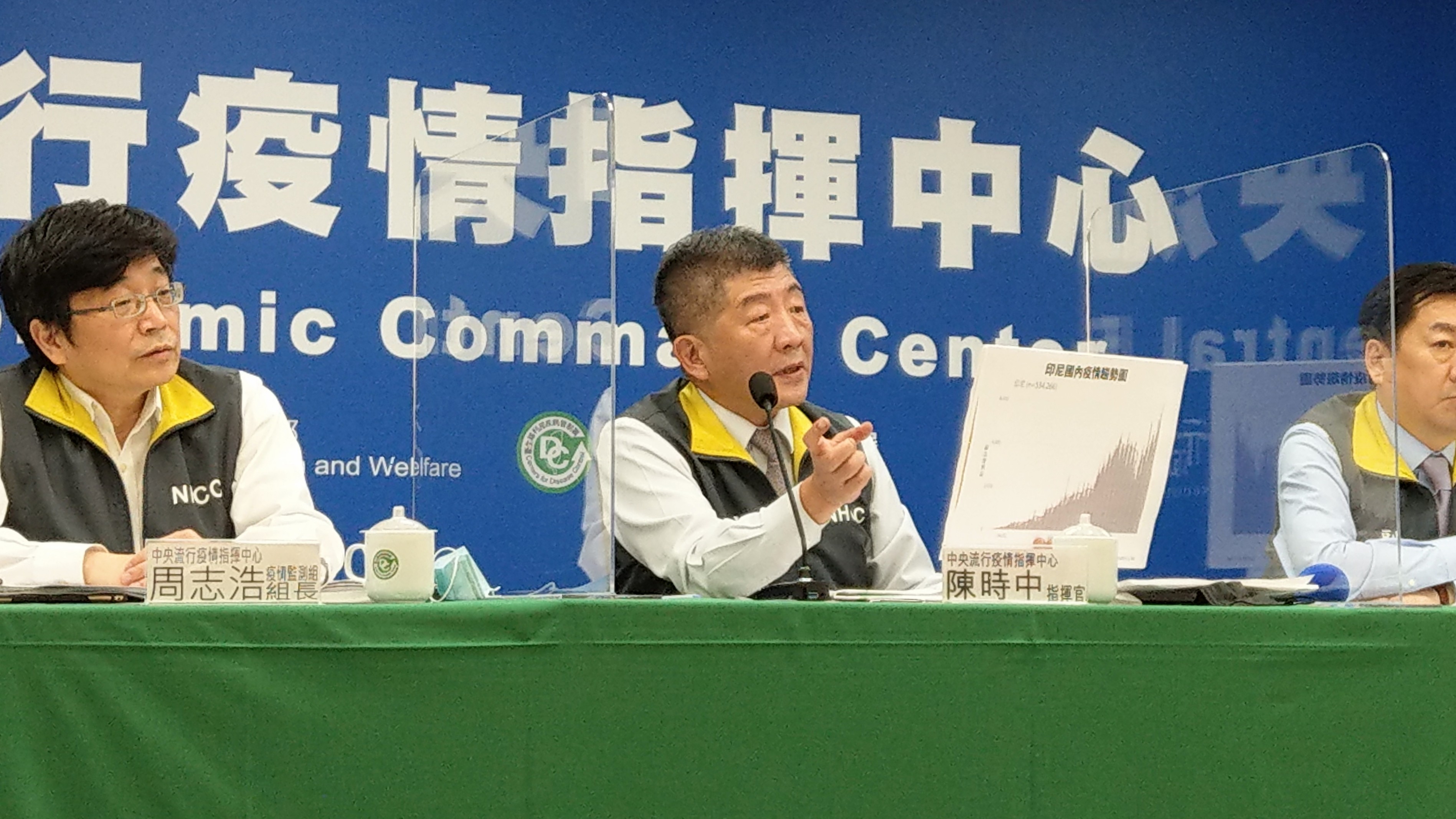 陳時中宣布自12/4起暫停印尼移工輸台兩週。(劉品希 攝)
