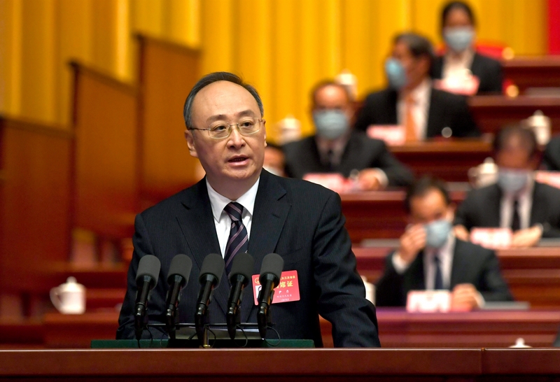 尹力(前)接北京市委書記。圖為尹力2019年5月出席四川省人民代表大會。（資料照片/中新社提供）(圖：中央社 )