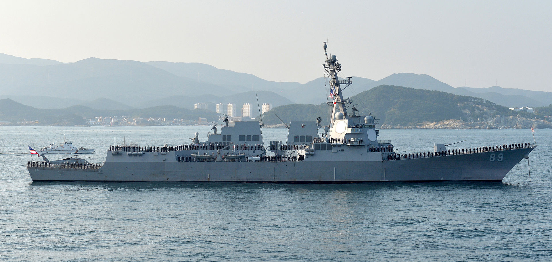 美國馬斯廷號作戰艦於19日行經台灣海峽。(維基百科/CC BY-SA 2.0)