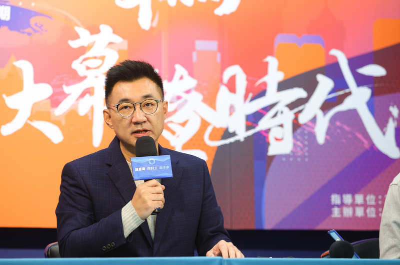 國民黨主席江啟臣（圖）傳出在盧秀燕反萊豬後與AIT主席酈英傑會面。(中央社)