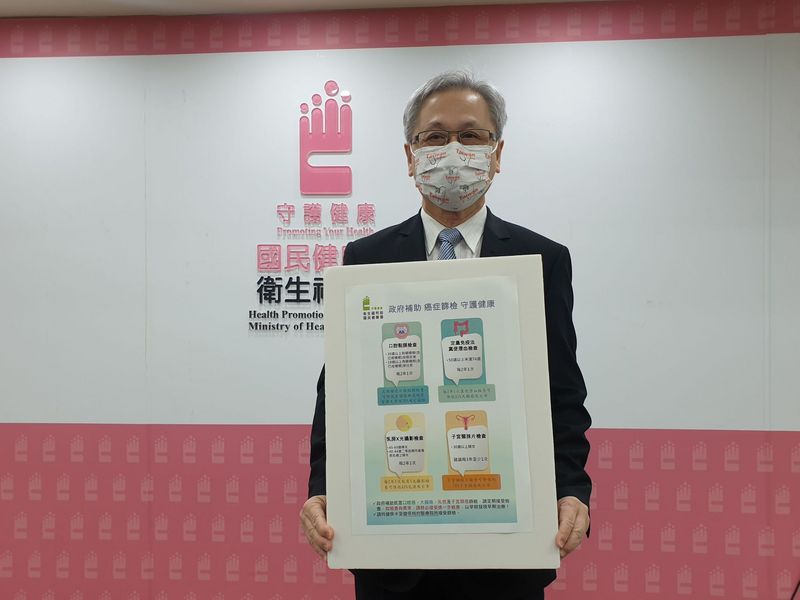 國健署長王英偉29日呼籲，為早期發現癌前病變或癌症，民眾應到醫療院所定期進行癌症篩檢，守護健康。(圖：中央社 )