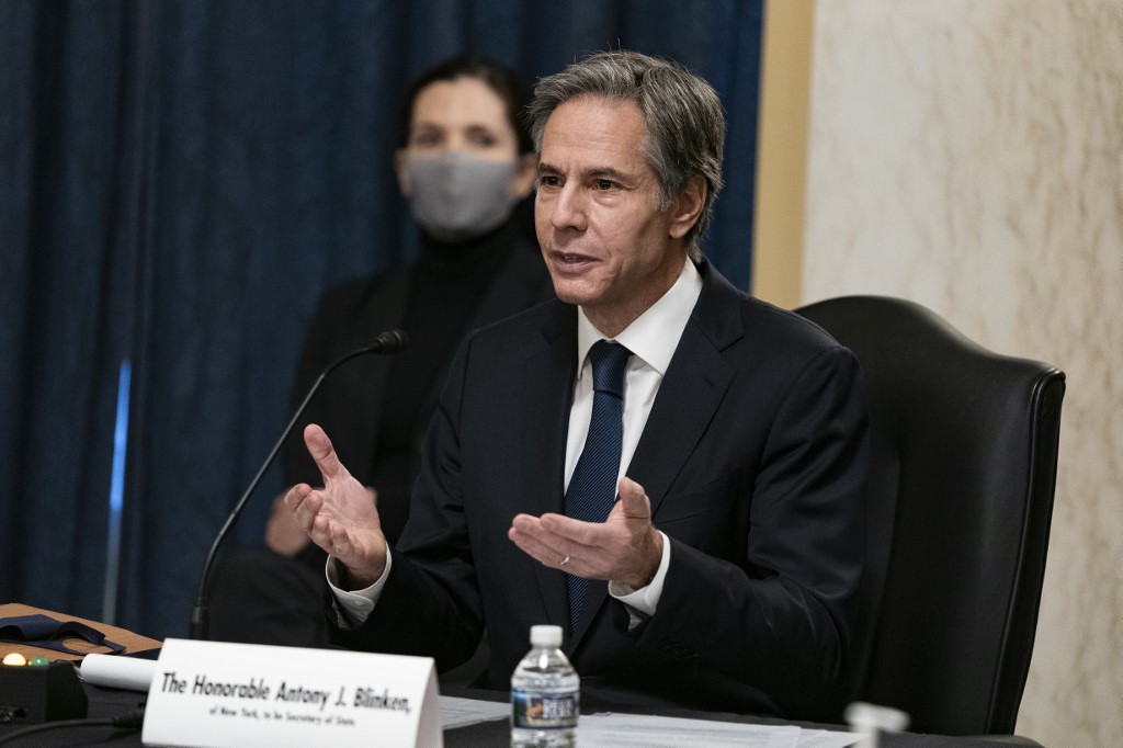 美國參議院外交委員會19日針對布林肯(Antony Blinken)的人事案召開聽證會。 (AFP)