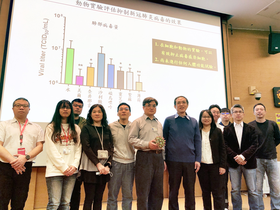 中央研究院今天(27日)指出，基因體研究中心透過病毒蛋白活性抑制、細胞及動物實驗驗證，發現有5種現有藥物及保健品有潛力抑制新冠病毒。(楊文君攝)