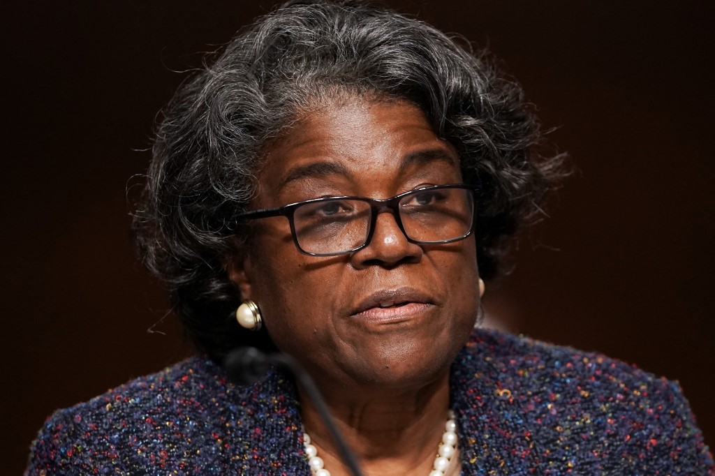 美國駐聯合國大使湯瑪斯-葛林斐德(Linda Thomas-Greenfield)。  (AFP)