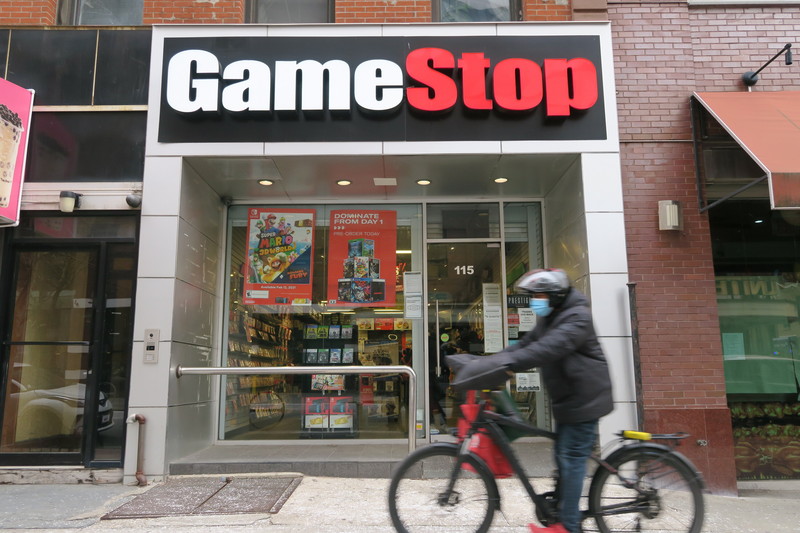 圖為1月31日紐約布魯克林GameStop門市外觀。 (圖：中央社)