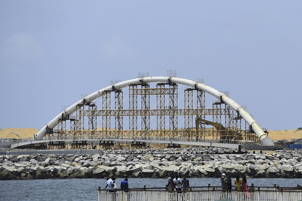 圖為斯里蘭卡可倫坡的中國資助興建計劃。 (AFP)