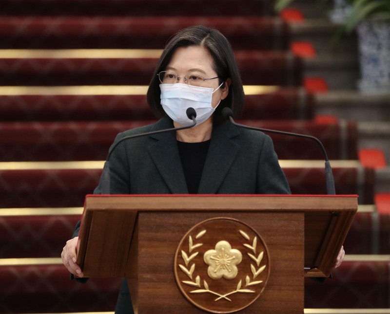 總統蔡英文9日上午召開國安高層會議，會後於總統府發表談話。 (圖：中央社)