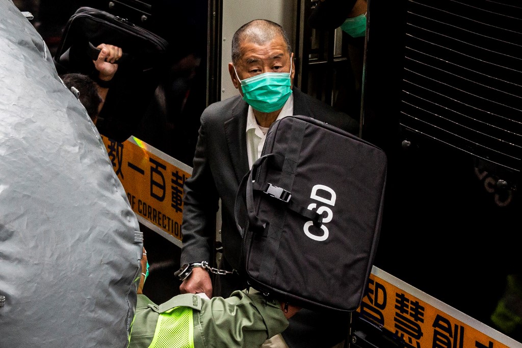 香港法院1日上午裁決壹傳媒創辦人黎智英等7人涉及組織及參與非法集結兩項罪名成立。 (資料照/AFP)