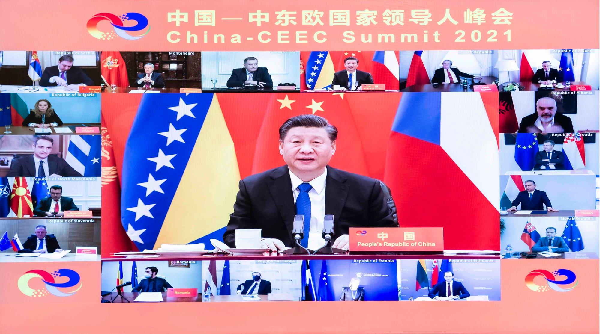 圖為中國國家主席習近平2021年2月9日主持「中國－中東歐國家領導人峰會」。(網路圖片)
