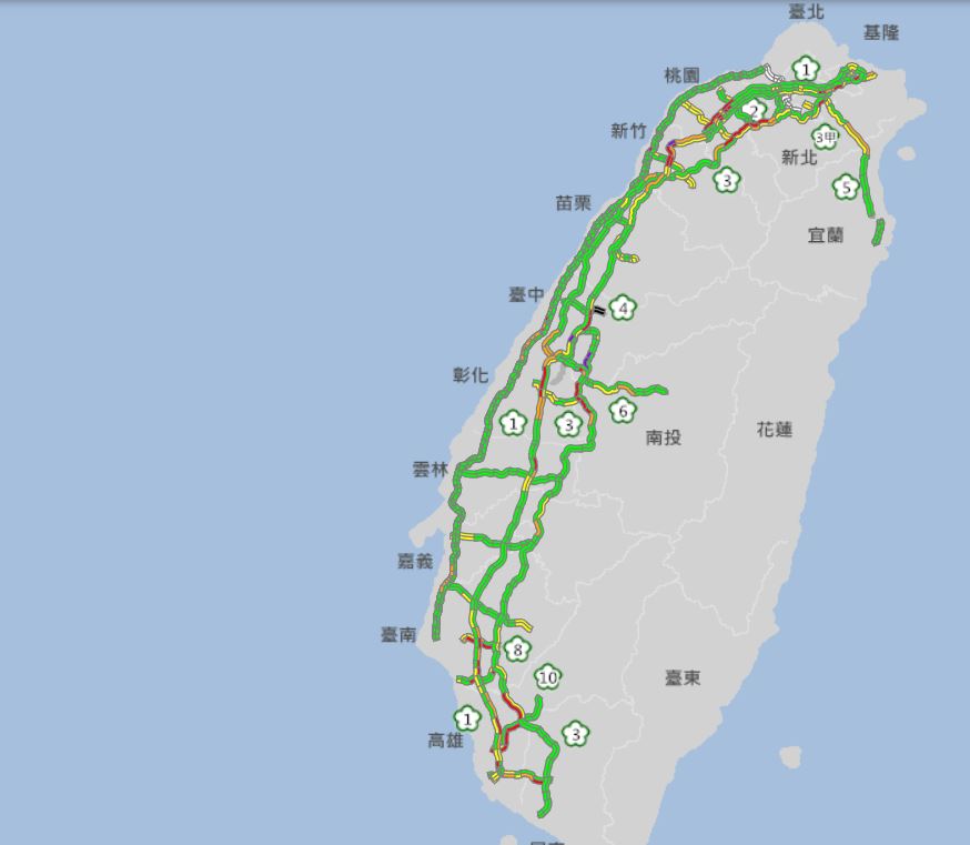 初二國道塞！初三北返下午離峰時段出發最好(圖取自高公局)