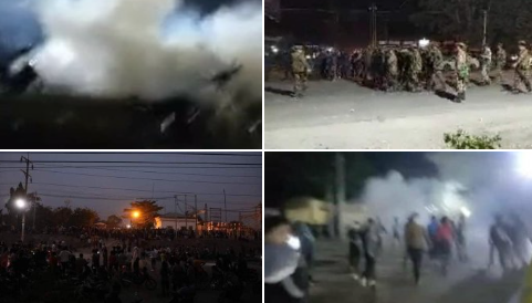 緬甸軍隊在北部克欽邦(Kachin)首府密芝那(Myitkyina)的一處發電廠發射催淚瓦斯，並對因得知將關閉電網而聚集抗議群眾開槍。(Twitter)