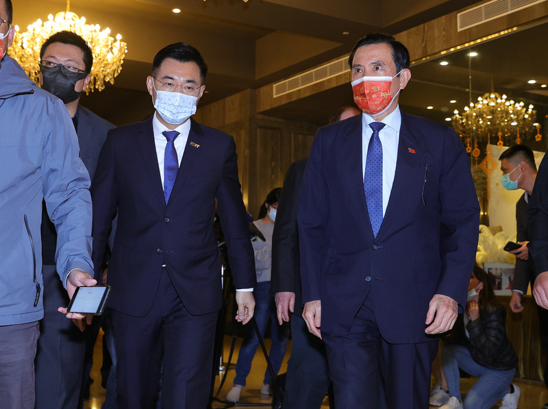 國民黨中常委24日舉行新春餐敘，黨主席江啟臣、前總統馬英九等人出席。 (圖：中央社)