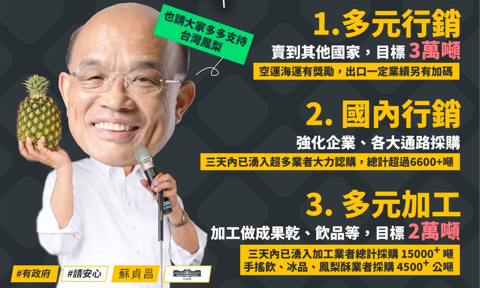 蘇揆提3方式挺國產鳳梨(臉書)