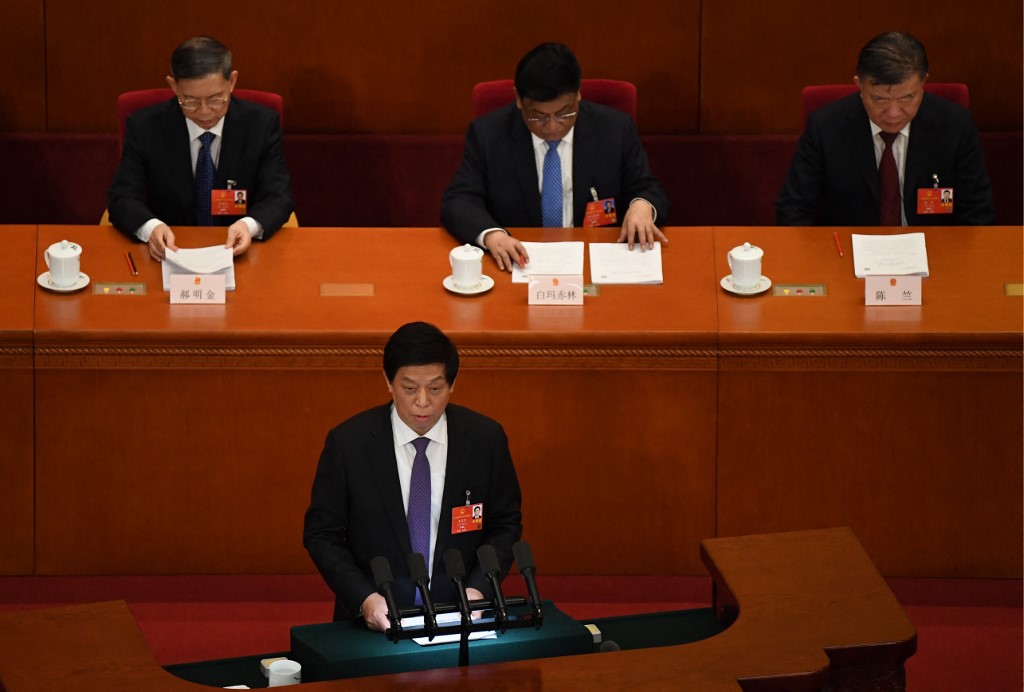 中國全國人大常委會委員長栗戰書。(AFP)
