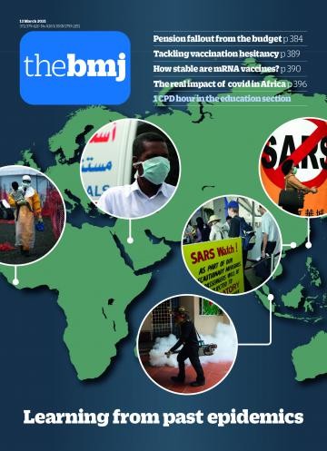 台灣防疫成果12日躍登英國醫學期刊(BMJ)最新出刊的封面故事。(中央流行疫情指揮中心提供)