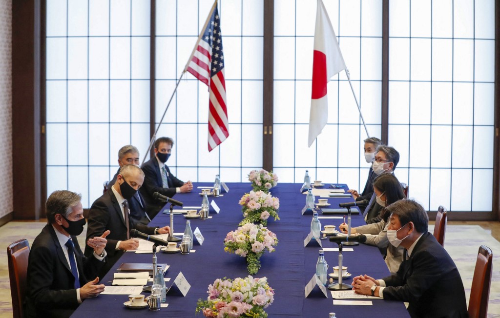 美國國務卿布林肯(Antony Blinken)訪日籲加強合作。(AFP)