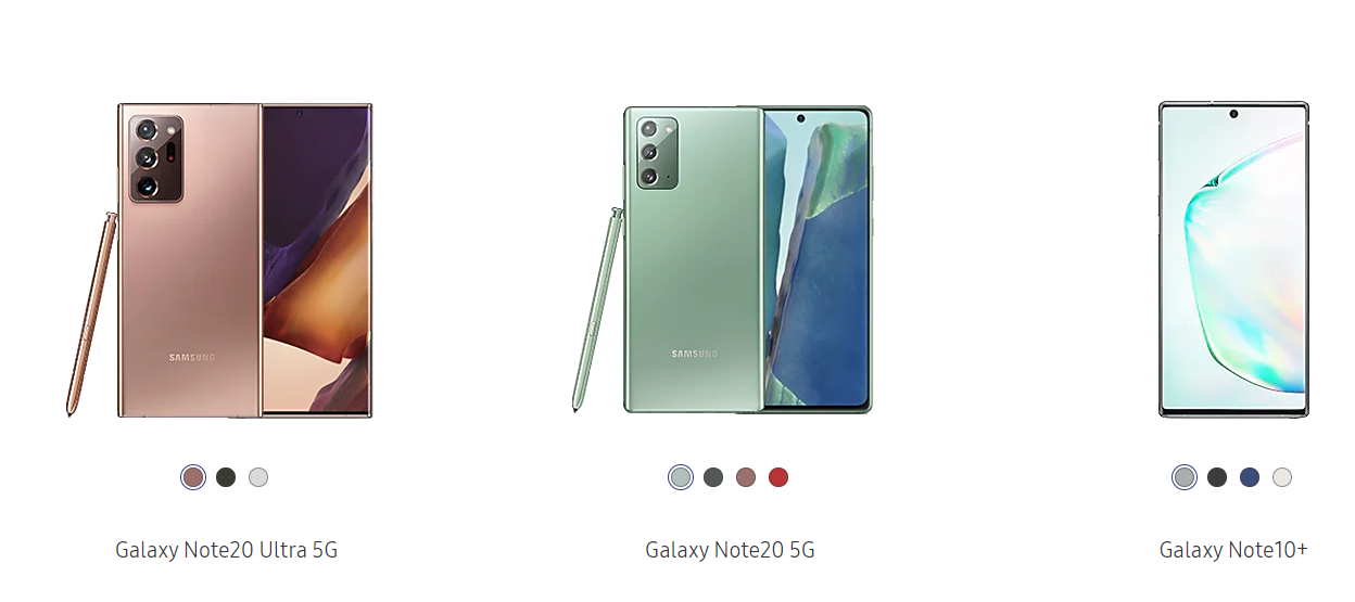 三星推出的Galaxy Note10系列是旗下暢銷機種。圖:三星官網