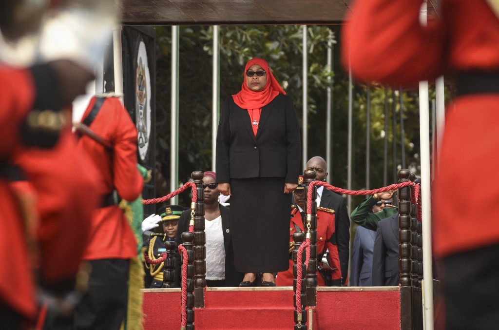 坦尚尼亞第一位女總統哈山(Samia Suluhu Hassan)。(AFP)