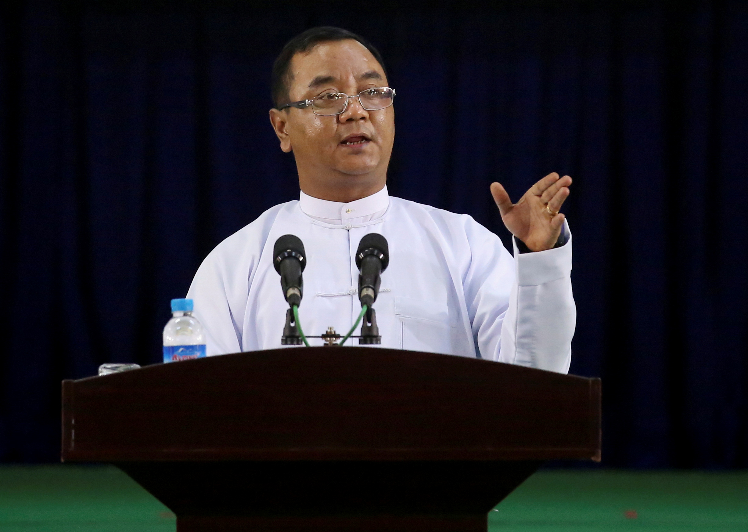 緬甸軍方發言人紹敏通(Zaw Min Tun)。(RT/達志影像)