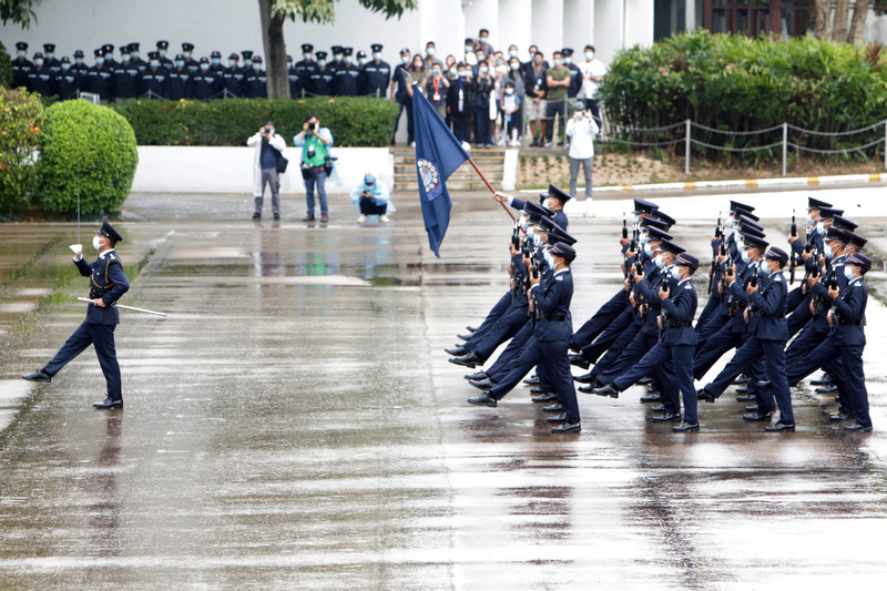 示意圖為部隊人員演示中式步操。 (資料照/中央社)