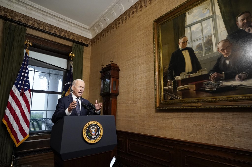 美國總統拜登(Joe Biden)14日宣布，美軍將無條件全數撤離阿富汗。(AFP)