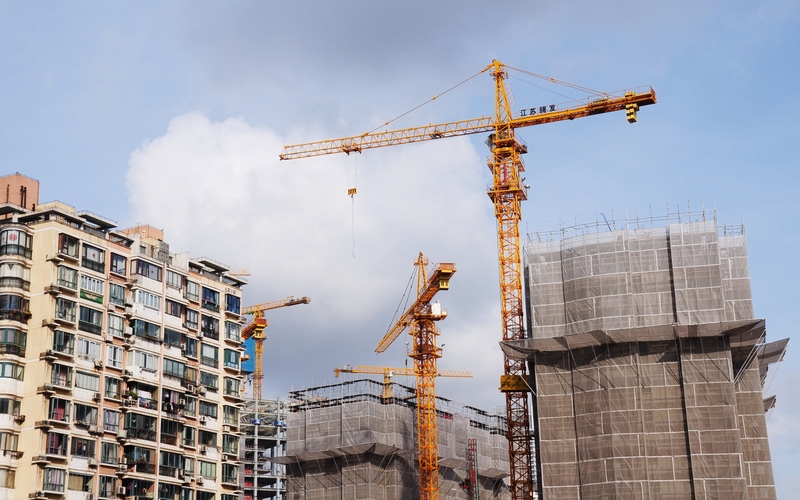 圖為上海虹口區興建中的建案。 (圖：中央社)