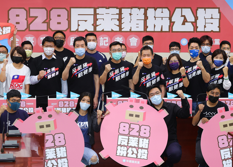 國民黨日前宣布「828反萊豬拚公投 全台宣講啟動」後，立院黨團也規定每位立委必須負責兩個選區。圖為國民黨啟動公投全台宣講。 (圖：中央社)