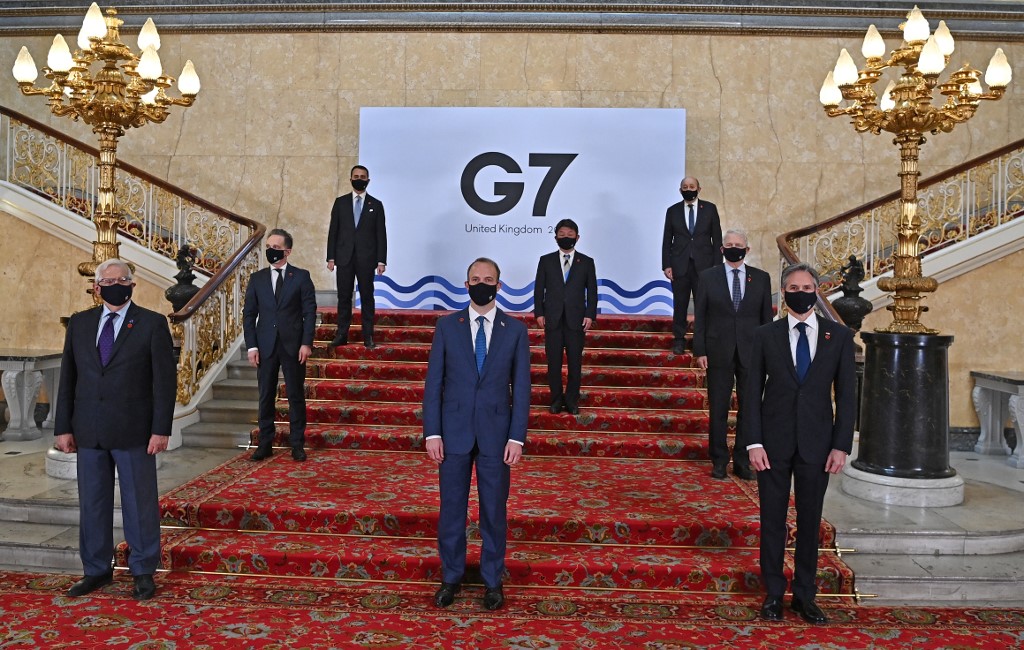 七大工業國集團(G7)外長會議5日發表公報。 (AFP)