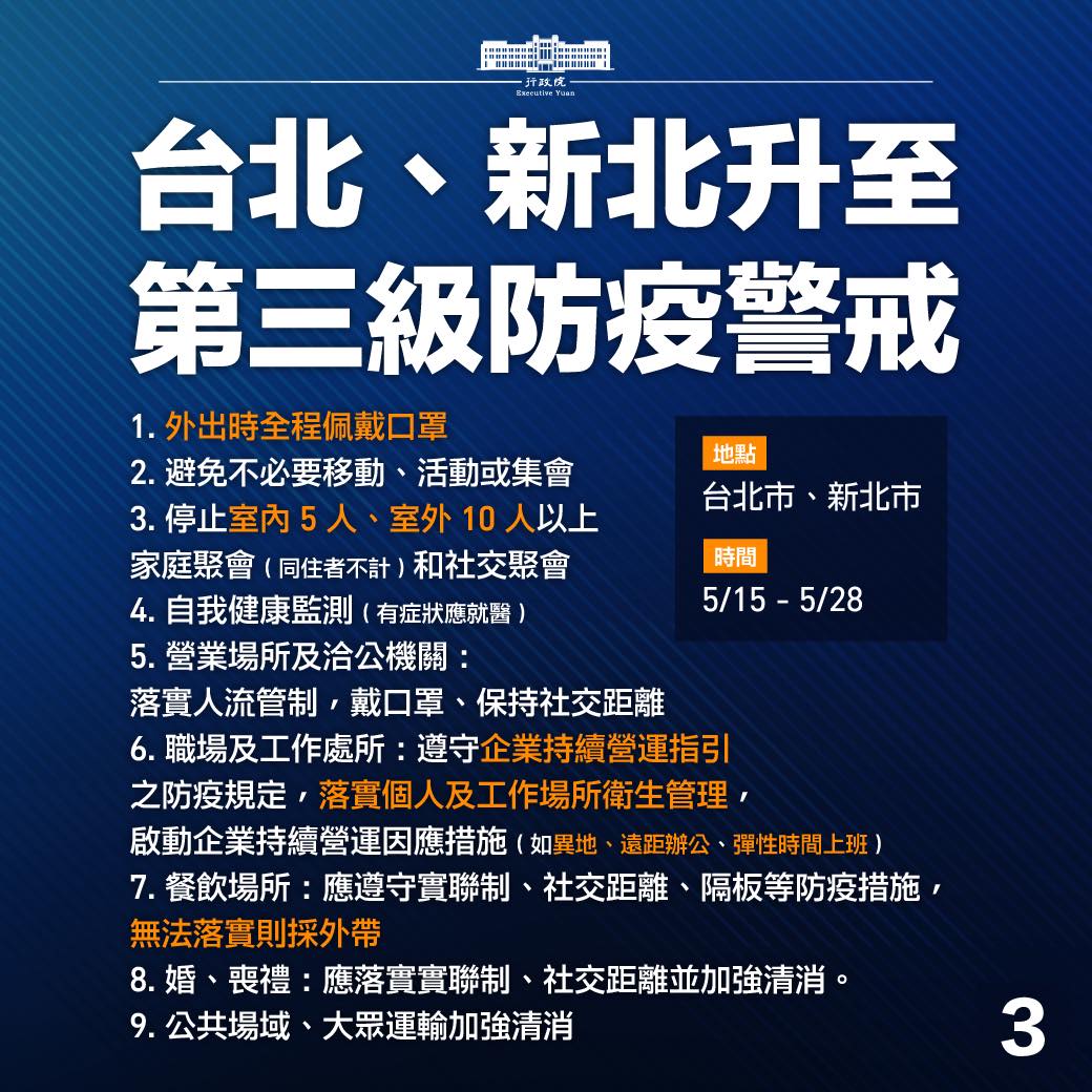 行政院公布九大防疫指引。(行政院提供)