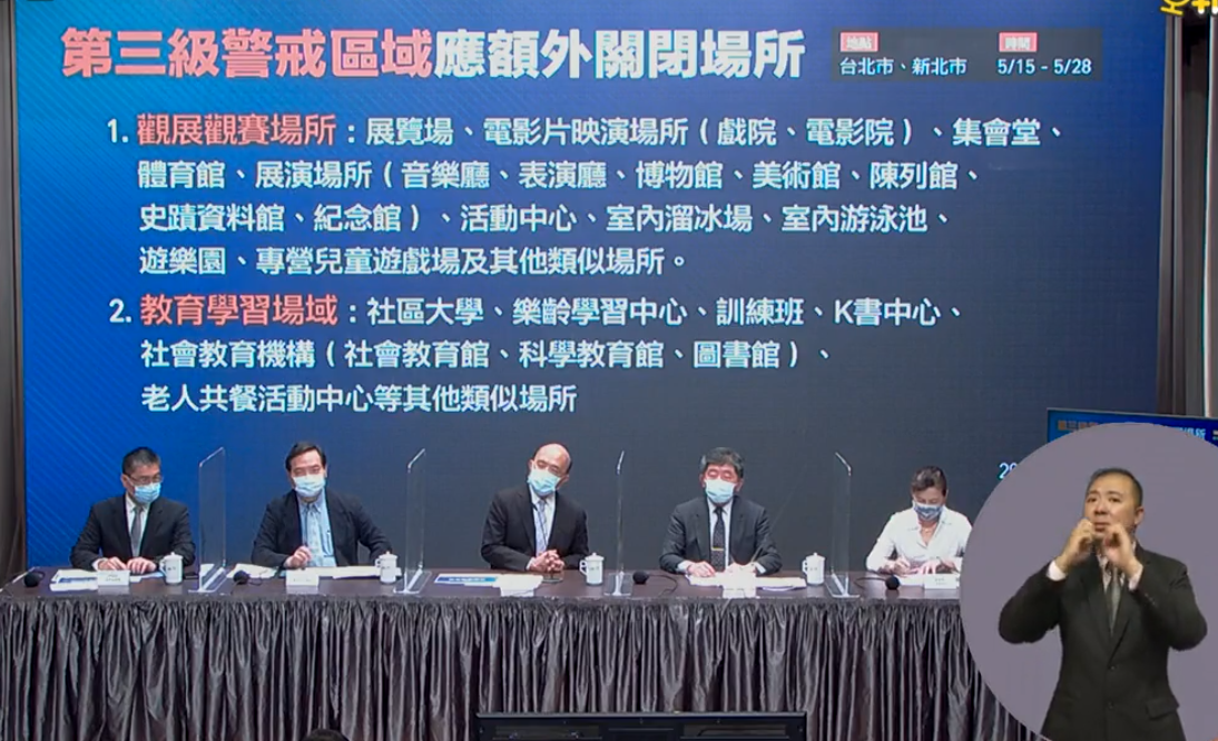 行政院宣布雙北進入三級警戒。