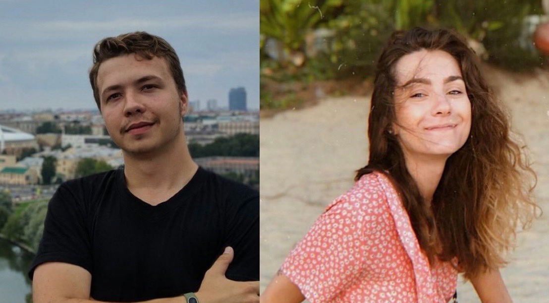白俄羅斯反對派記者普羅塔塞維奇（Roman Protasevich）和其女友薩佩加（Sofia Sapega） (推特)