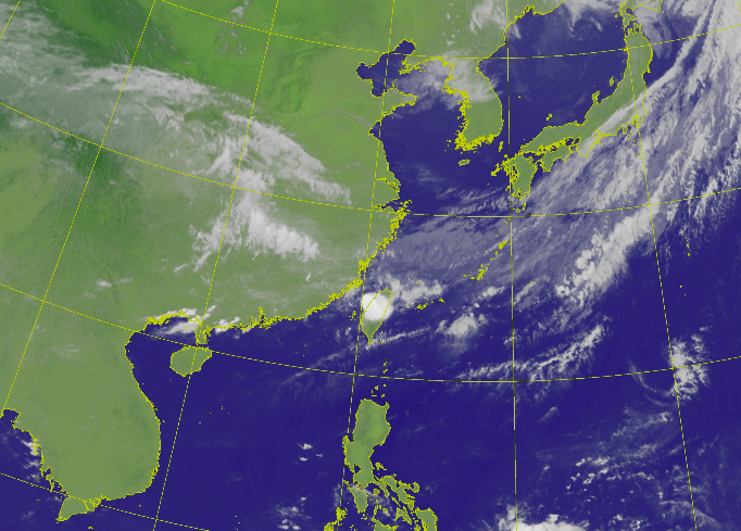 中央氣象局29日上午11:00衛星雲圖。（中央氣象局）