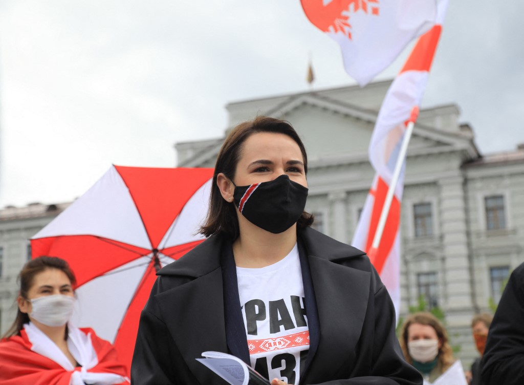 白俄羅斯反對派領袖季哈諾夫斯卡婭(Sviatlana Tsikhanouskaya)。 (AFP)