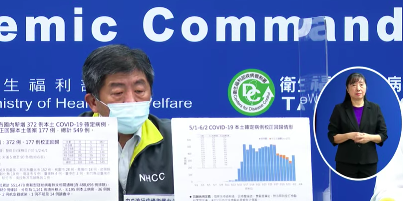 中央流行疫情指揮中心指揮官陳時中。圖取自直播畫面