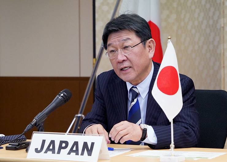 日本外務大臣茂木敏充表示，日方希望台灣和中國和平解決問題。(推特)