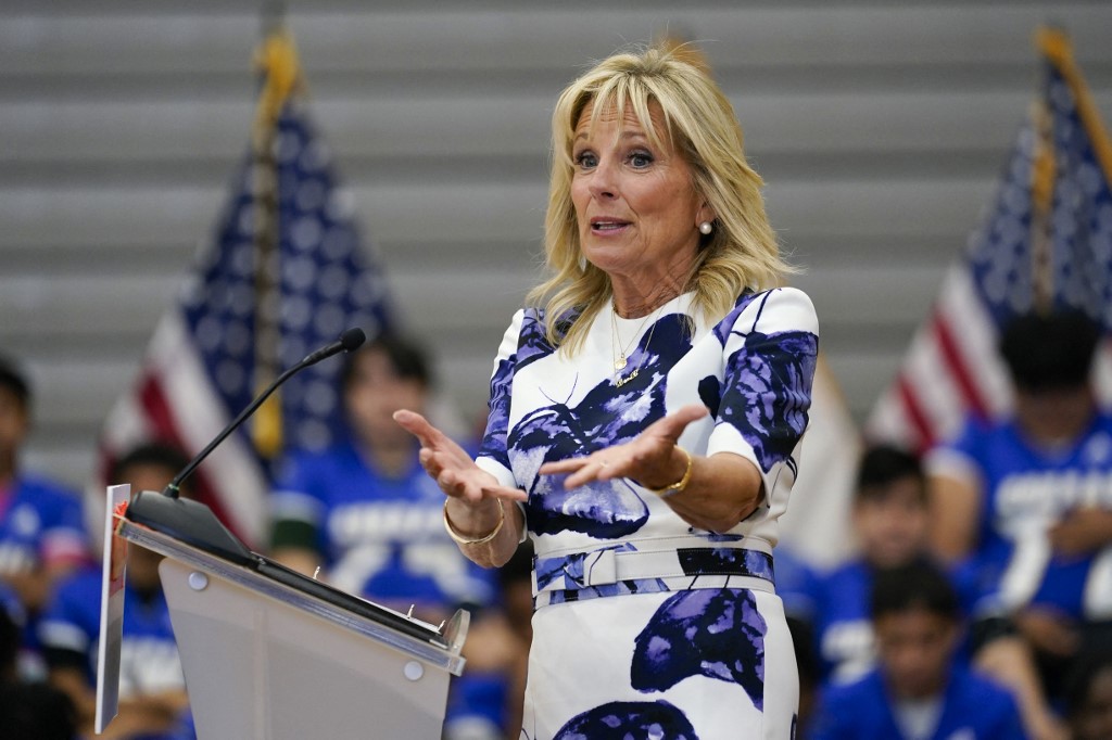 白宮17日表示，第一夫人吉兒將率領美國代表團，赴東京參加23日的東京奧運開幕式。(AFP)