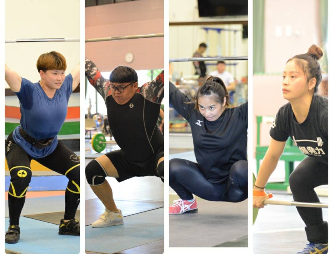 陳玟卉(左起)、謝昀庭、江念欣、方莞靈等我國舉重好手，都將征戰東奧，為國爭光。(國訓中心提供)
