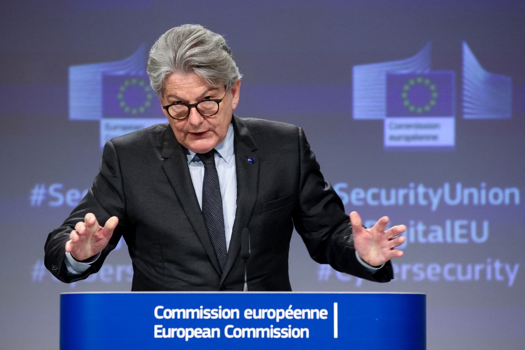 歐盟內部市場事務執委布勒東(Thierry Breton) (資料照/AFP)