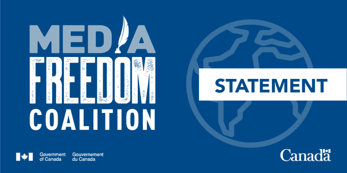 由美國、英國和德國等21國政府組成的「媒體自由聯盟(Media Freedom Coalition)」9日表示，他們關切香港的進一步立法，可能被用來壓縮媒體自由。(圖:Canada Switzerland推特)