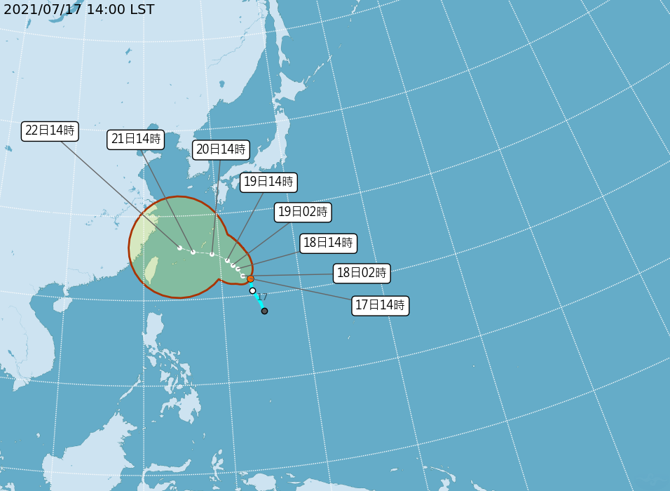 颱風烟花最快17日晚間生成，影響程度還有待觀察。(圖：中央氣象局)