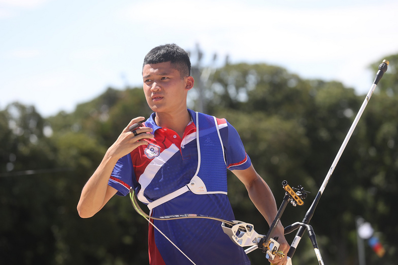 2020東京奧運射箭個人排名賽23日登場，下午進行男子組比賽。圖為初次征戰奧運的中華隊選手湯智鈞。 (圖：中央社)